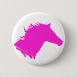 Plain pink horse head 6 cm round badge