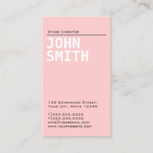 Plain Pink Stage Director Business Card