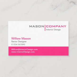 Plain Pink & White Stylish Business Card