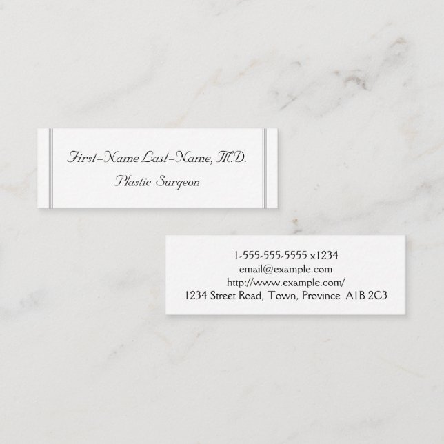 Plain Plastic Surgeon Business Card (Front/Back)
