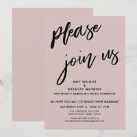 Plain Please Join Us Wedding Reception Dusty Rose