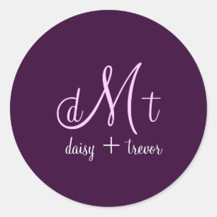 Plain Plum + lilac Monogram stickers