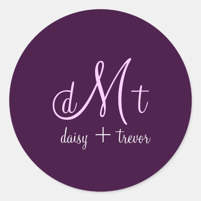 Plain Plum + lilac Monogram stickers (Front)