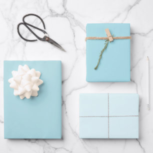 Plain Powder Snowstorm Bubbles Blue Shades 3 Tones Wrapping Paper Sheet