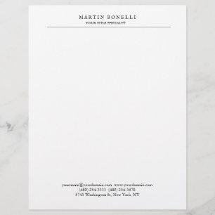 Plain Professional Black & White Minimalist Custom Letterhead