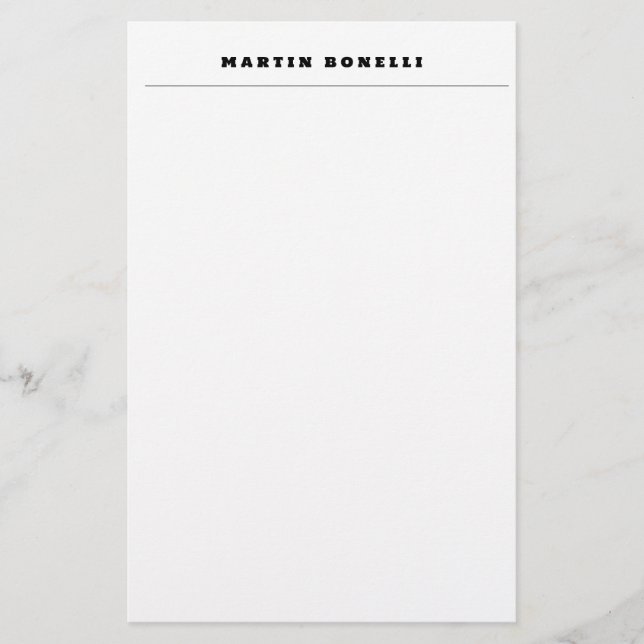 Plain Professional Black & White Minimalist Stationery (Front)