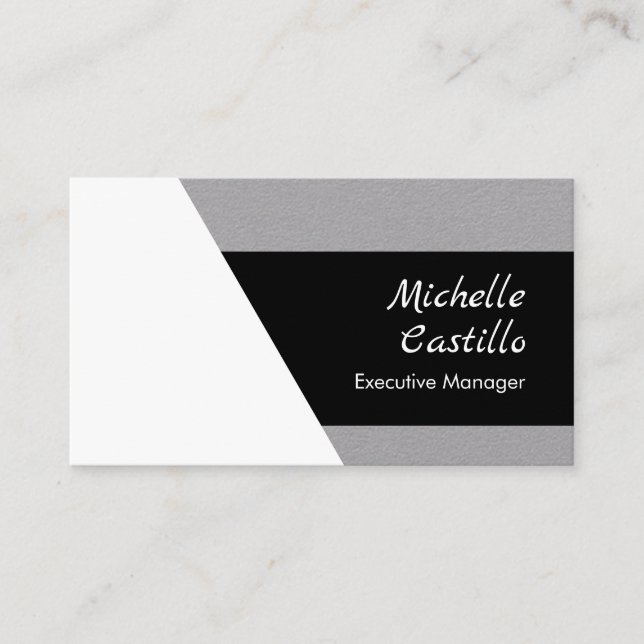 Plain Professional Minimalist Grey White Black Business Card (Front)