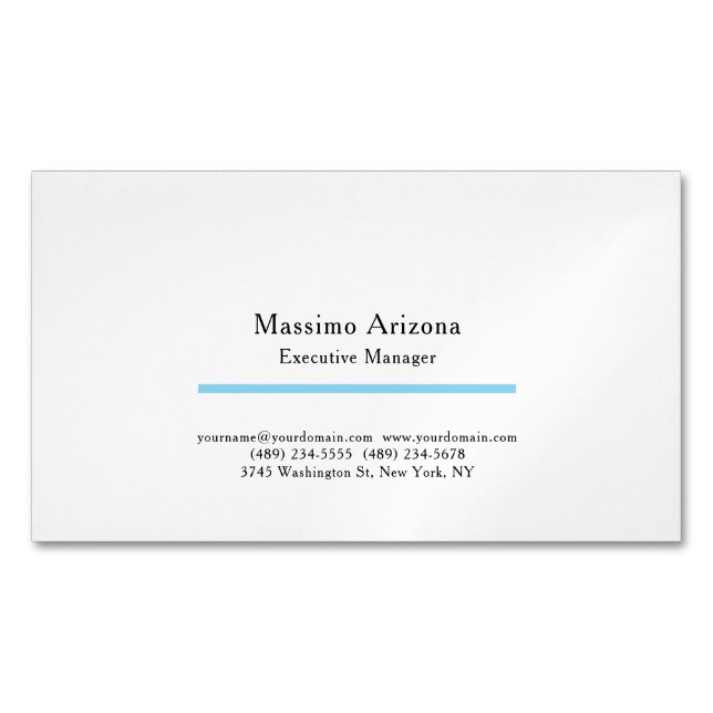 Plain Professional Modern Minimalist Magnetic Business Card (Front)