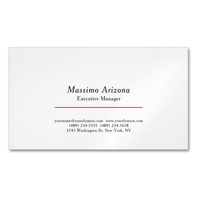 Plain Professional Modern Minimalist Magnetic Business Card (Front)