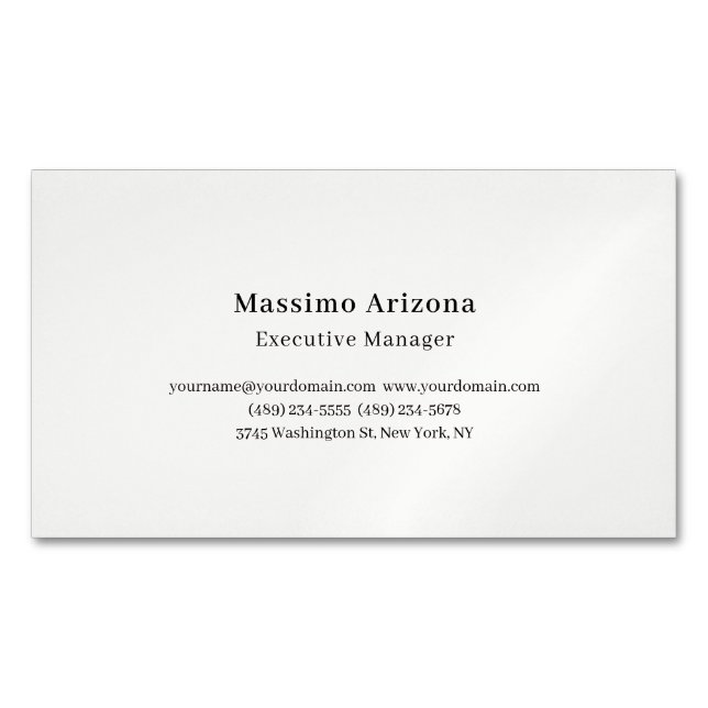 Plain Professional Modern Minimalist Magnetic Business Card (Front)