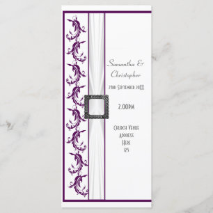 Plain purple and white church wedding program programme