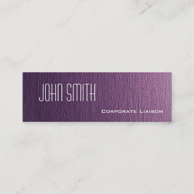 Plain Purple Canvas Slim Modern Business Cards (Front)