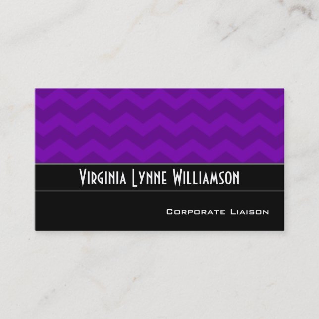 Plain Purple Chevron Modern Business Cards (Front)