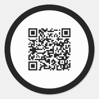 Plain QR Code Elegant Black Frame Professional  Classic Round Sticker