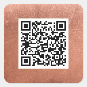 Plain QR Code Elegant Copper Bronze Professional  Square Sticker