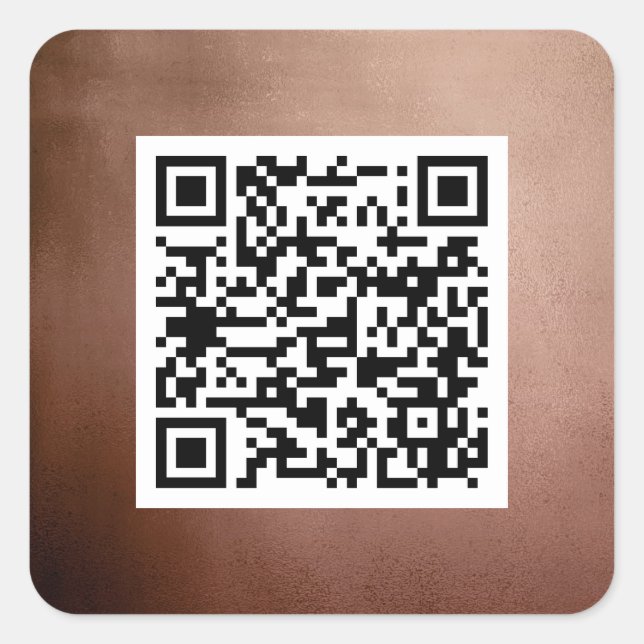 Plain QR Code Elegant Rose Gold Professional Square Sticker (Front)
