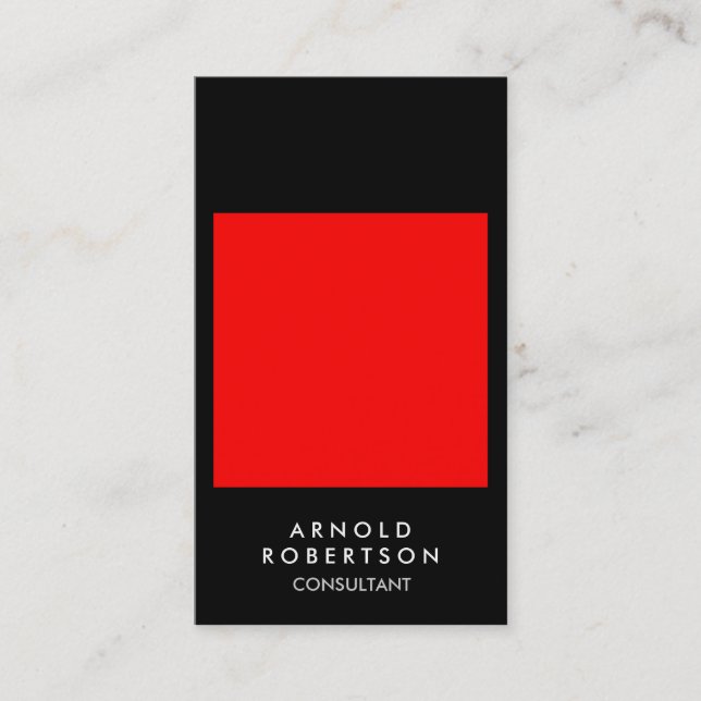 Plain Red Black Trendy Consultant Business Card (Front)
