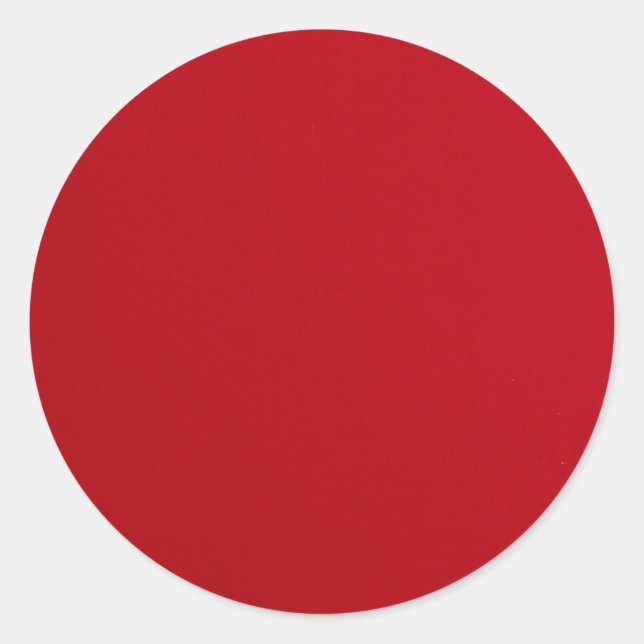 Plain Red Colour Classic Round Sticker (Front)