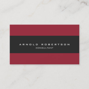 Plain Red Dark Grey Professional Business Card