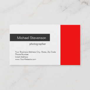 Plain Red Grey White Photography Business Card
