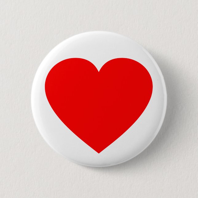 Plain Red Heart 6 Cm Round Badge (Front)