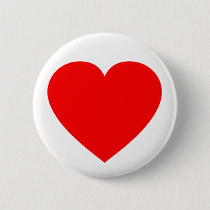 Plain Red Heart 6 Cm Round Badge