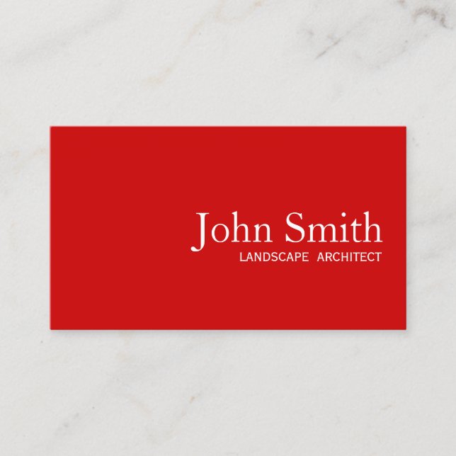 Plain Red Landscape Architect Landscaping Business Card (Front)