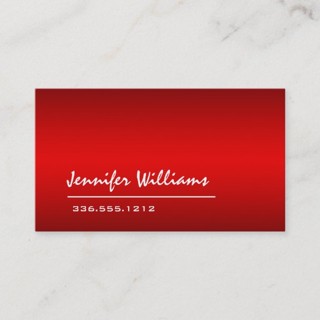 Plain Red Minimalist Professional Business Card (Front)