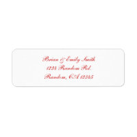 Plain red script white custom labels