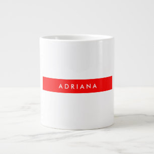 Plain Red White Professional Minimalist Name Large Coffee Mug