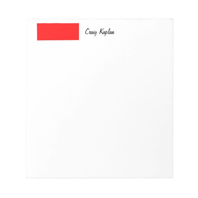 Plain Red White Simple Modern Name Edit Notepad (Front)