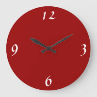 Plain Red with white >Minimalist Wall Clocks