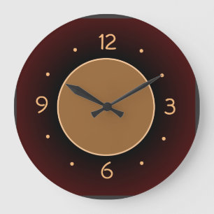 Plain RedBrown with Tan Centre  Kitchen Clock