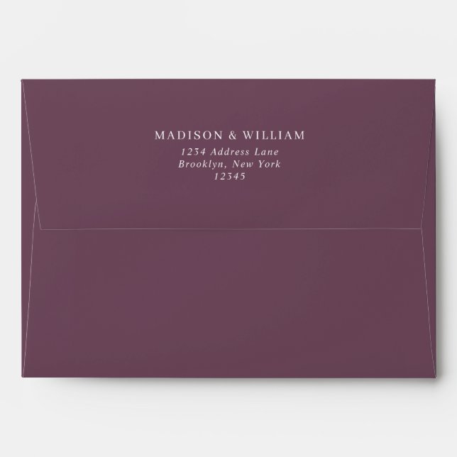 Plain Regal Purple Violet Name Address Wedding Envelope (Back (Top Flap))