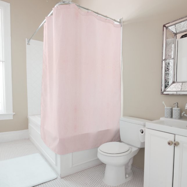 Plain rose quartz colour with subtle uneven textur shower curtain (In Situ)