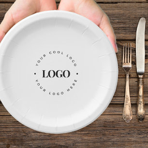 Plain Round Business Logo Company Event Minimalist Paper Plate