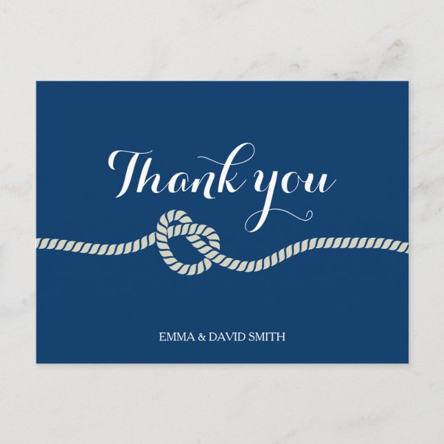 Plain Royal Blue Tying the Knot Thank You Cards (Front)