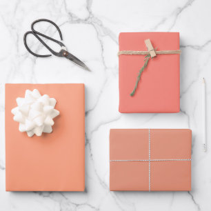 Plain Salmon Medley Peach Colour Shade Tone 3 Wrapping Paper Sheet