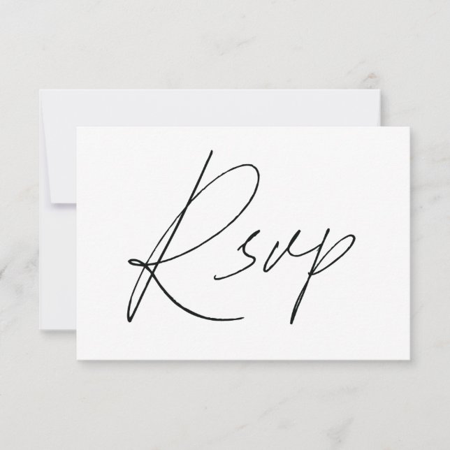 Plain Script RSVP Cards For Wedding White (Front)