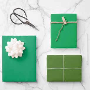Plain Shamrock Pigment Sap Green Shades 3 Tones Wrapping Paper Sheet