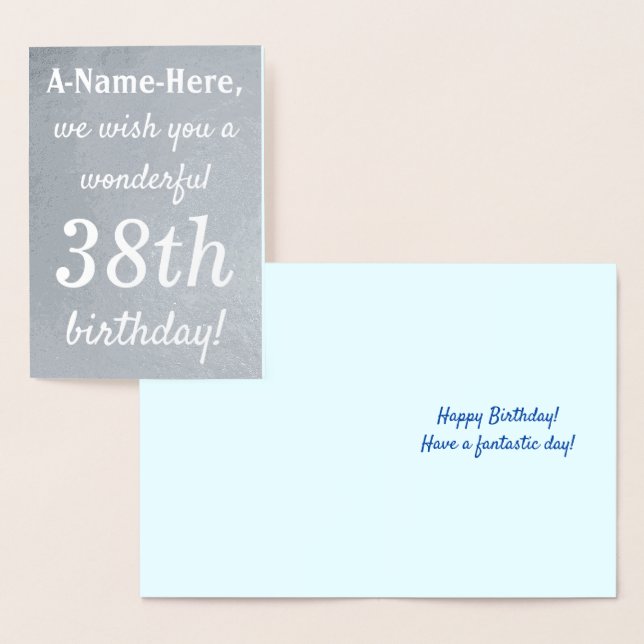Plain Silver Foil 38th Birthday Greeting Card (Display)