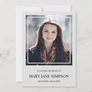 Plain Silver In loving memory Funeral Photo