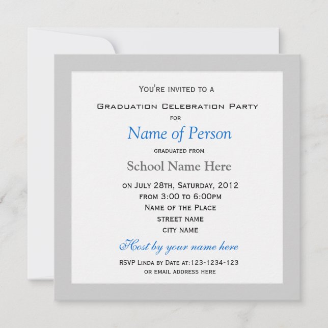 Plain, simple add your photo graduation invitation (Front)