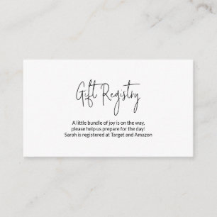 Plain Simple Baby Shower Gift Registry Enclosure Card