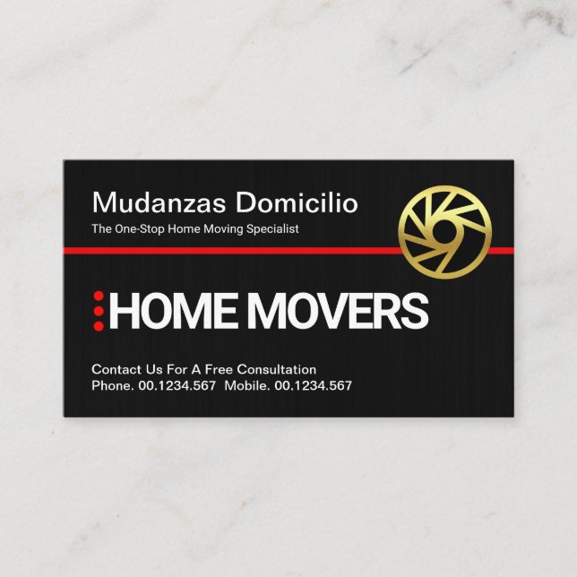 Plain Simple Black Grunge Red Line Moving Business Card (Front)