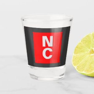 Plain simple black red professional bold monogram shot glass