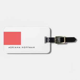 Plain Simple Black White Minimalist Name Luggage Tag