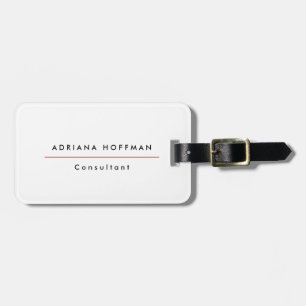 Plain Simple Black White Professional Minimalist Luggage Tag