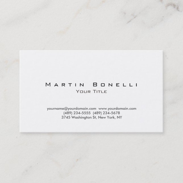 Plain Simple Black & White Trendy Business Card (Front)