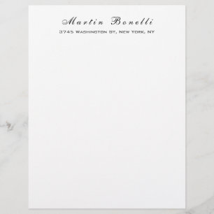 Plain Simple Black White Trendy Calligraphy Script Custom Letterhead